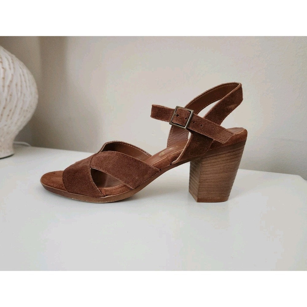 Mariella Sandals Womens Strappy‎ Block Heels Ankle Strap Brown Leather  Size 9 M